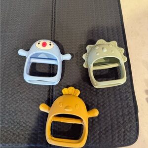 3 EUC Baby Teething Toy for 0-6 6-12 Months, Food Grade Silicone Teething Mitten